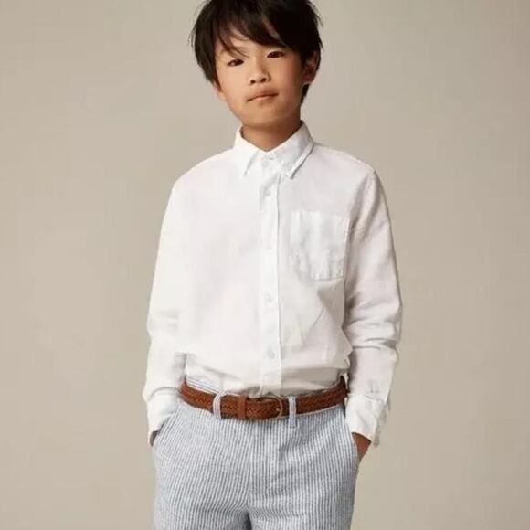 NWT J. Crew Boys' Ludlow Premium Fine Cotton Dress Shirt White Button Down 8 - Picture 1 of 4